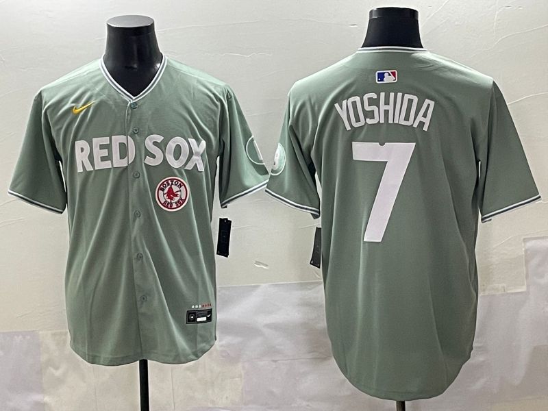 Men 2025 Boston Red Sox #7 Yoshida Light Green Joint Name Nike MLB Jersey style 10